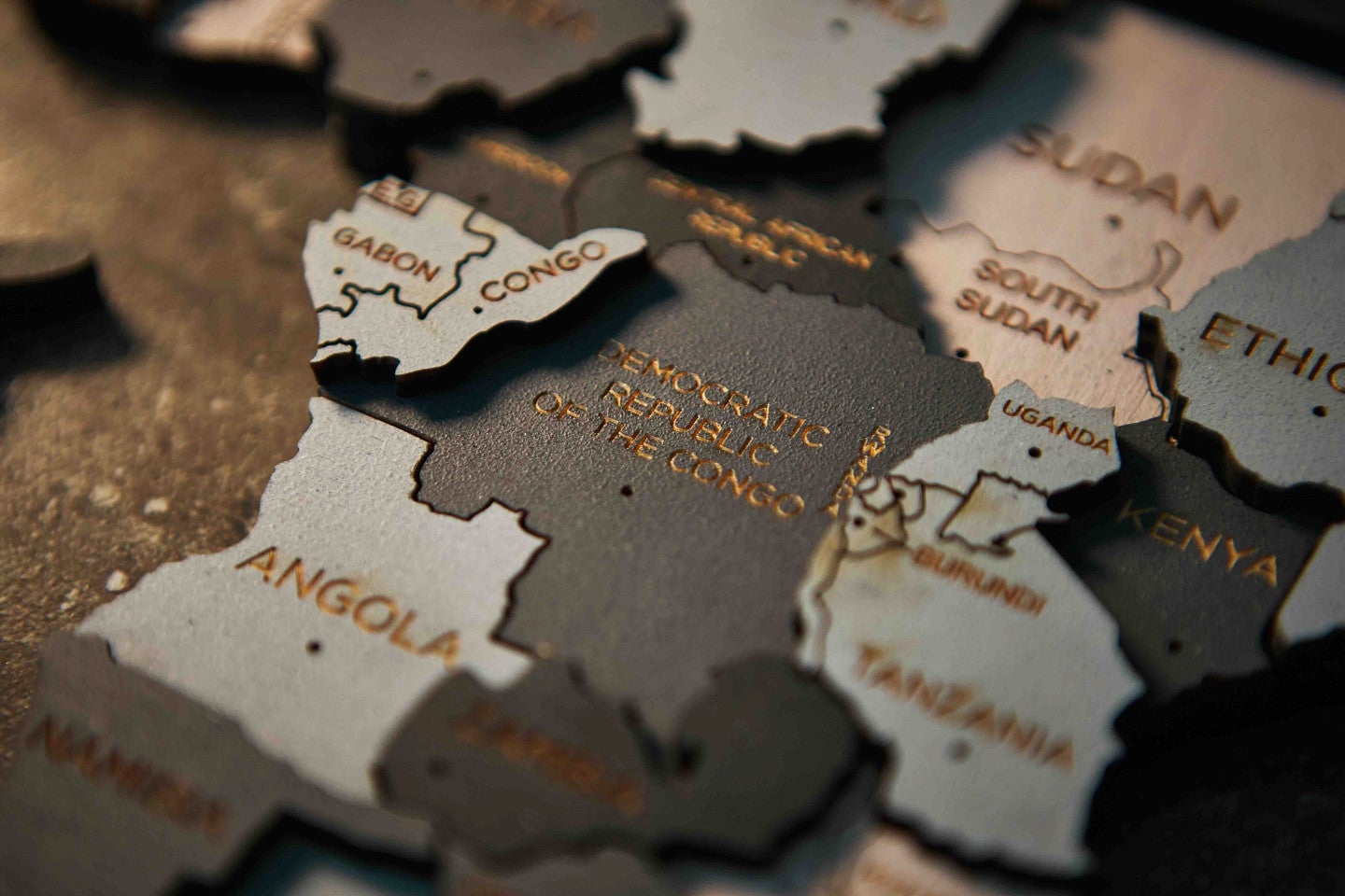 tiles spelling out countries in Africa