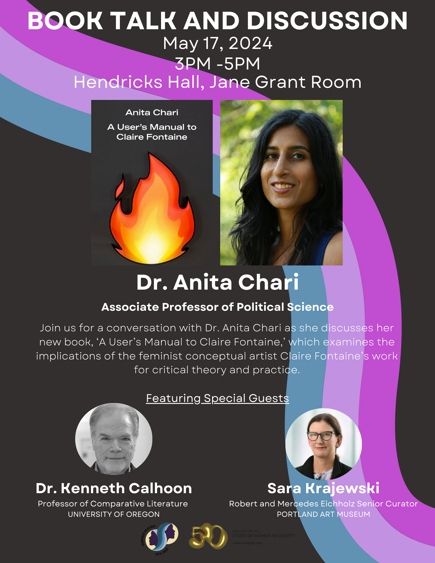 Flyer for Book Talk and Discussion for Dr. Anita Chari held May 17, 2024