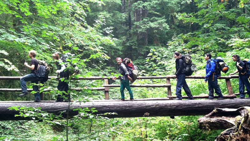 environmental leaders students on bridge