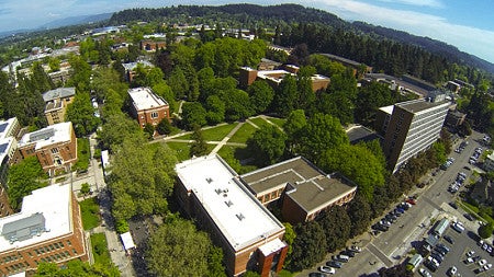 Ariel shot of the UO campus