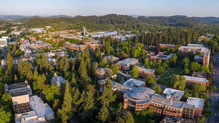 aerial view of Eugene campus