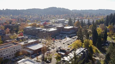 aerial view of Eugene campus