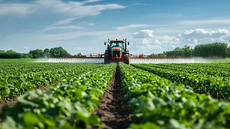 a tractor in the farm field