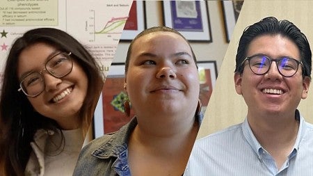 a headshot of three seniors