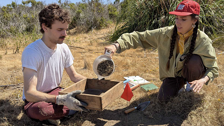 two people in the field