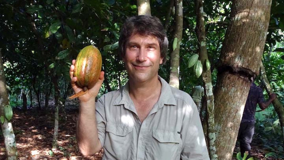 Peter Walker researching cocoa sustainability in Ghana