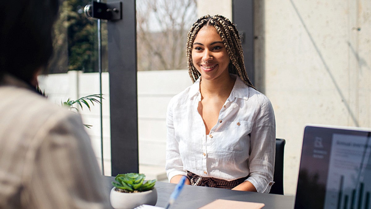 student at interview