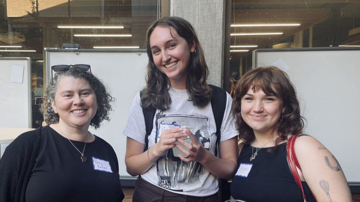 History professor Vera Keller and students
