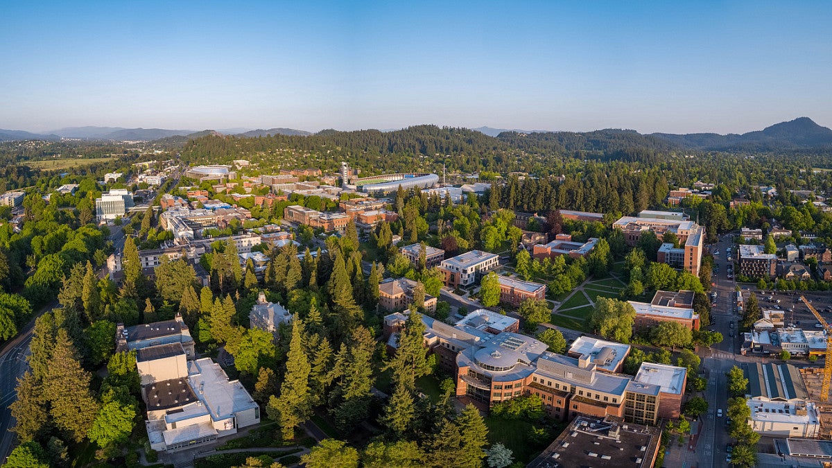 aerial view of Eugene campus