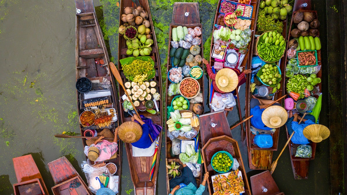 Floating market in Asia