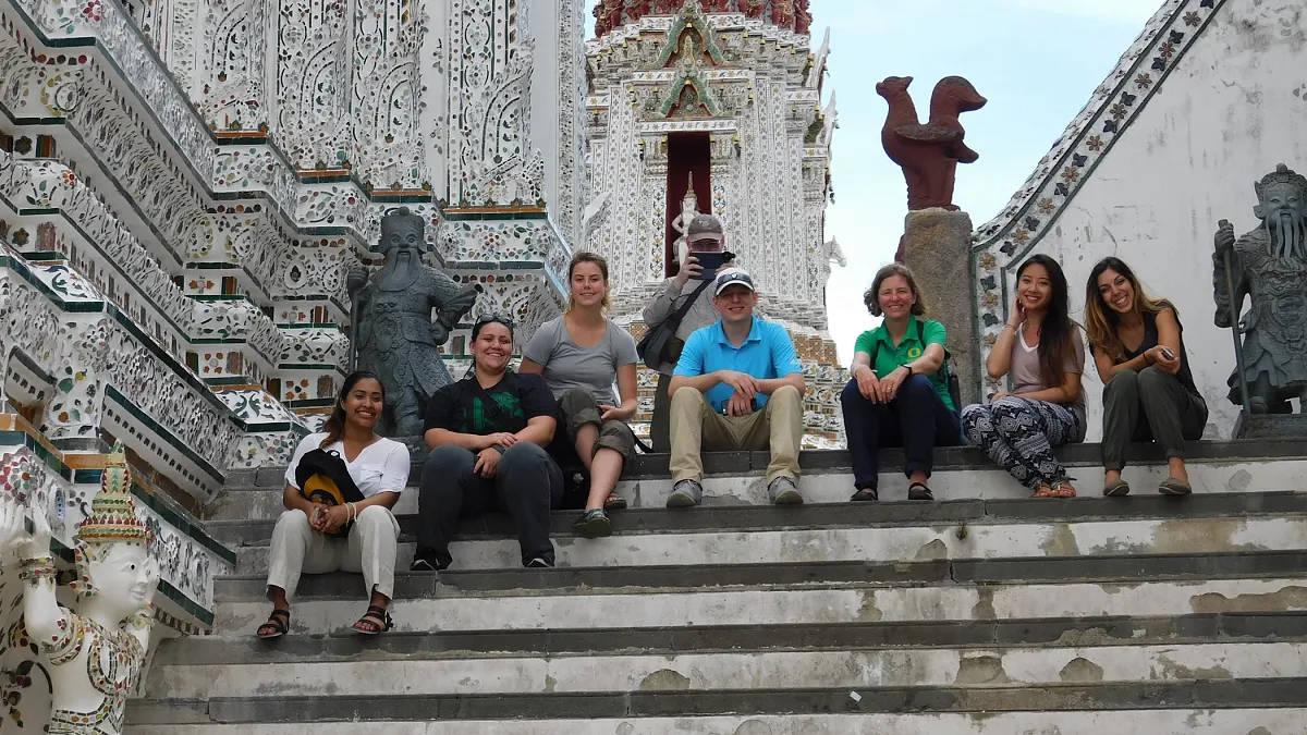 Students sitting on stairs