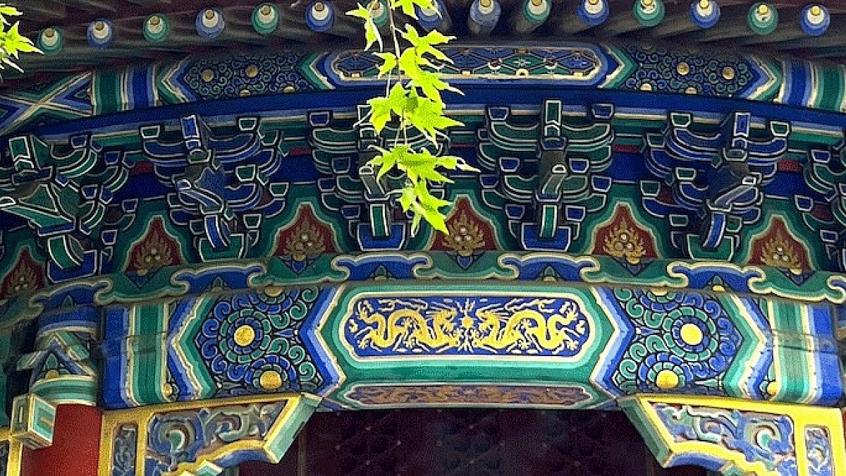 Asian temple with intricate art and color