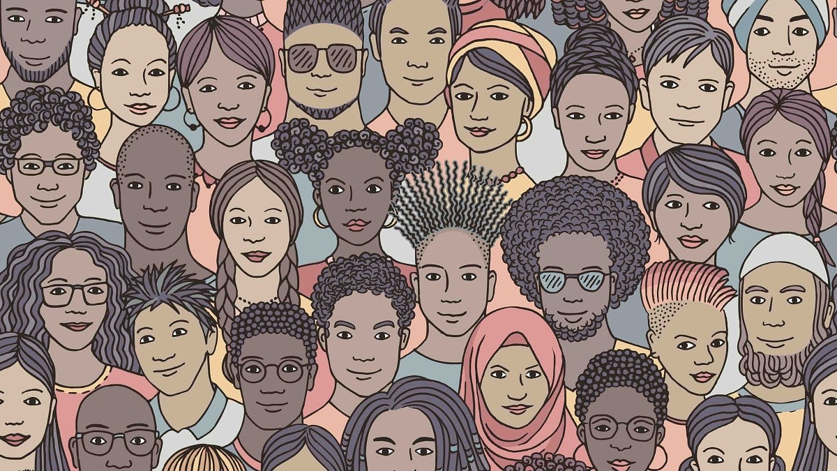 an illustration collage of people's faces
