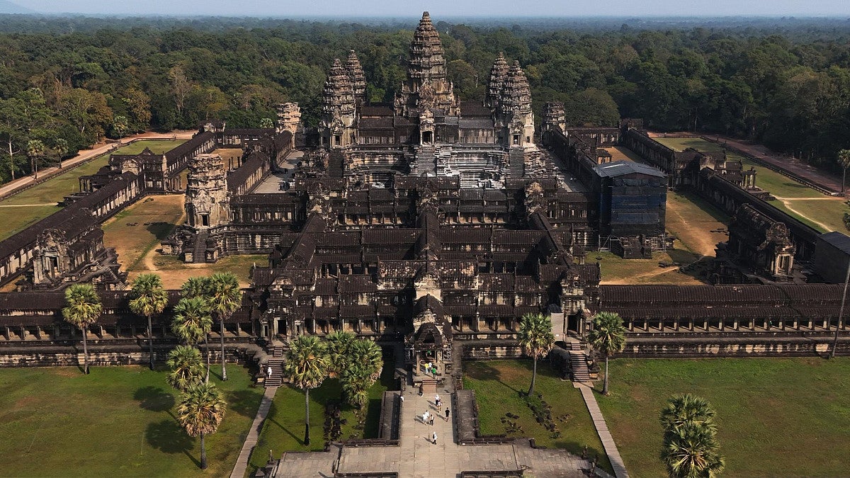 aerial view of Angkor Wat 