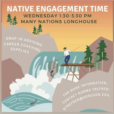 Native Engagement Time Poster, Wednesdays, 1:30-3:30 pm, Many Nations Longhouse 