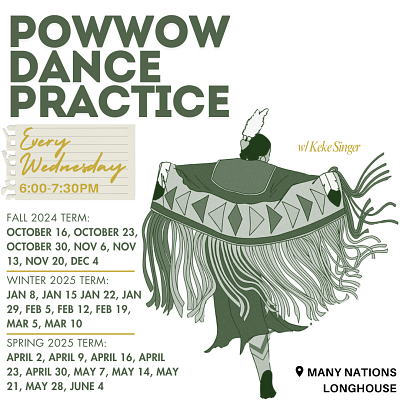 Powwow Dance Lessons, Wednesdays 6-7:30 pm, Many Nations Longhouse, through June 6, 2025