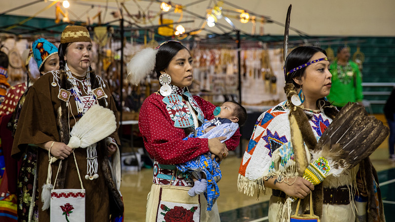 Participants in a powwow