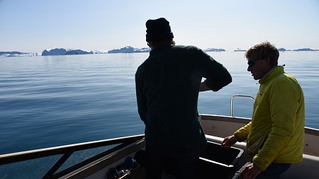 glacier lab researchers on boat