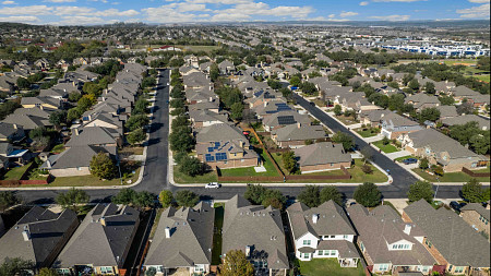 suburban neighborhood aerial view
