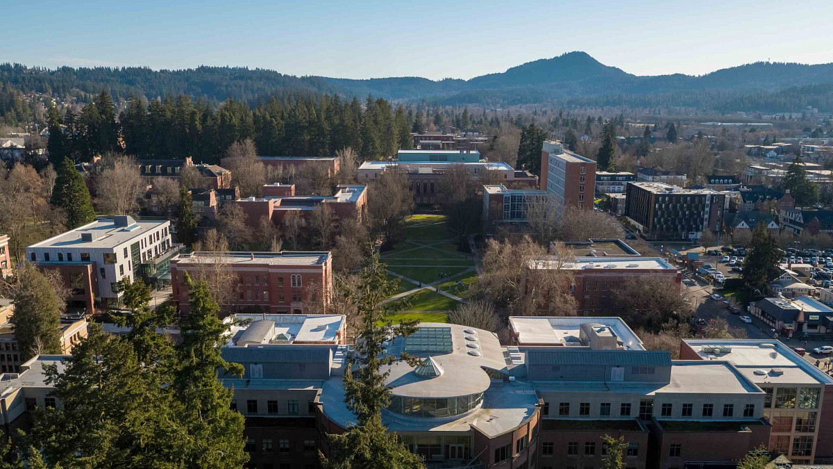 aerial of Eugene campus