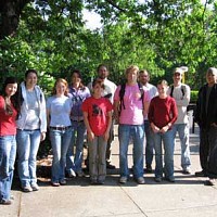 ELP 2003-2004 group posing on campus path